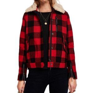 SCOTCH & SODA Detachable Teddy Collar Trucker Jacket Coat